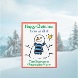 Zakelijke organisatie Snowman Company kerst Kaart<br><div class="desc">Kerstmis Kaart. Grappig cartoon van een sneeuwman in de winterzon. Voeg een bericht van de afzender toe. Kleine kaart.</div>