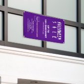 Zakelijke Paarse banner voor korting op de verkoop (Buitenkant Gebouw)