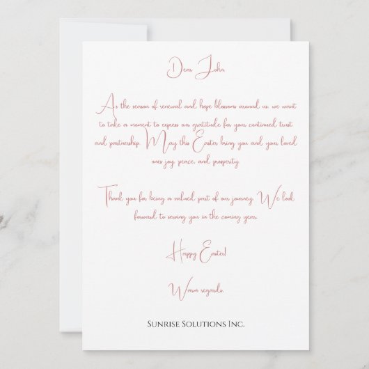 Zakelijke Pasen wenskaart op maat Kaart (Achterkant)