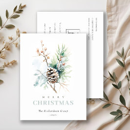 Zakelijke Pijnboomkegel Winterbessen Bedrijfslogo  Feestdagenkaart