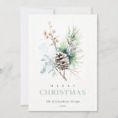 Zakelijke Pine Cone Winter Berries Corporate Logo Feestdagenkaart (Voorkant)