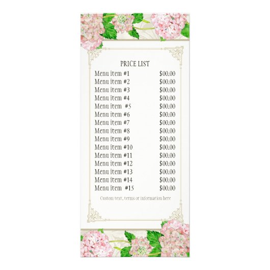 Zakelijke Prijs Kaart - Roos Hydrangea Bloemist Bl (Achterkant)
