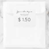 Zakelijke prijskalligrafie vierkante sticker (Tas)