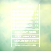 Zakelijke prijslijst en informatie raamsticker (Vel 3)