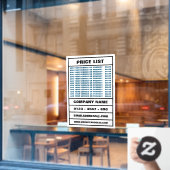 Zakelijke prijslijst en informatie raamsticker (Cafe Raam)