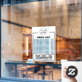 Zakelijke prijslijst, informatie en logo raamsticker (Cafe Raam)