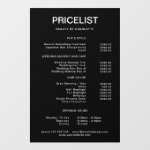 Zakelijke prijslijst & openingstijden raamsticker (Vel)