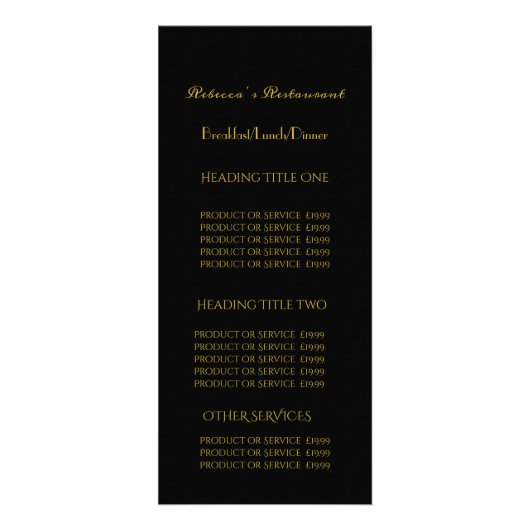 Zakelijke prijsstelling voor Black & Gold-kalligra Reclamekaart (Voorkant)