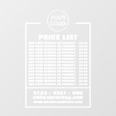 Zakelijke Prijzenlijst, Informatie en Logo Raamsticker (Vel)