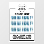 Zakelijke Prijzenlijst, Informatie en Logo Raamsticker (Vel)