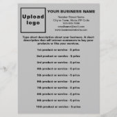 Zakelijke producten en prijzen op grijze menukaart (Voorkant)