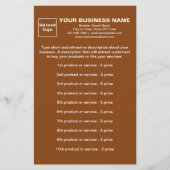 Zakelijke producten of diensten op bruinbanketbakk briefpapier (Voorkant)