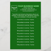 Zakelijke producten of services op groene banketba briefpapier (Voorkant)