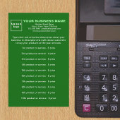 Zakelijke producten of services op groene banketba briefpapier