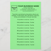 Zakelijke producten of services op lichtgroen briefpapier (Voorkant)