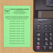 Zakelijke producten of services op lichtgroen briefpapier