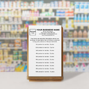 Zakelijke producten of services op witte artikelen briefpapier