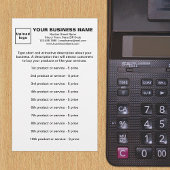 Zakelijke producten of services op witte artikelen briefpapier