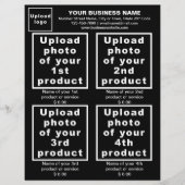 Zakelijke producten of services op zwarte brochure (Voorkant)
