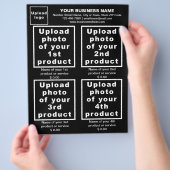 Zakelijke producten of services op zwarte brochure (Hand)