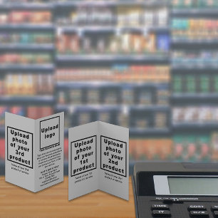 Zakelijke producten op kleine grijze gevouwen Kaar Kaart