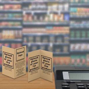 Zakelijke producten op kleine lichtbruine gevouwen kaart