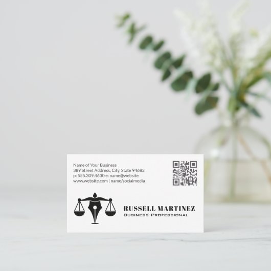 Zakelijke professionele Logo | QR-code Visitekaartje (Staand voorkant)