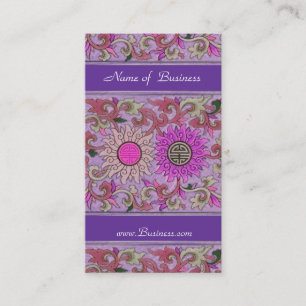 Zakelijke profielkaart vintage roze paarse bloemen visitekaartje