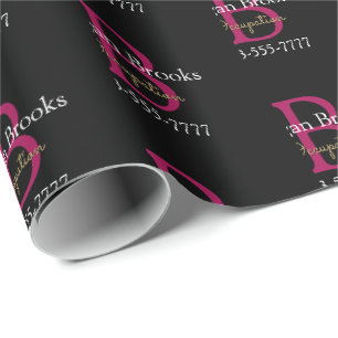 Zakelijke Promo, Naam, Monogram & Titel op Zwart Cadeaupapier