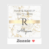 Zakelijke promo, wit/goud marmer, service, info sticker (Vel)