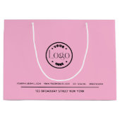 Zakelijke promotie | Aangepaste Logo roze achtergr Groot Cadeauzakje (Voorkant)