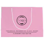 Zakelijke promotie | Aangepaste Logo roze achtergr Groot Cadeauzakje (Achterkant)