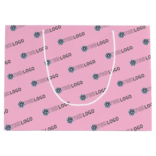 Zakelijke Promotie Aangepaste Logo Winkelen Roze Groot Cadeauzakje (Voorkant)