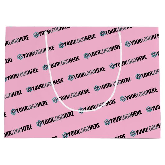 Zakelijke promotie | Aangepaste Logo Winkelroze Groot Cadeauzakje (Voorkant)