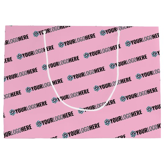 Zakelijke promotie | Aangepaste Logo Winkelroze Groot Cadeauzakje (Achterkant)