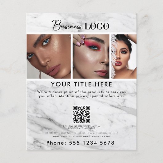 Zakelijke Promotie Beauty Haar Nail Salon Marmer Flyer (Voorkant)