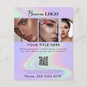 Zakelijke Promotie Beauty Haarsalon Holografisch Flyer