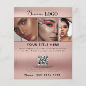Zakelijke Promotie Beauty Haarsalon Roos Goud Flyer (Voorkant)