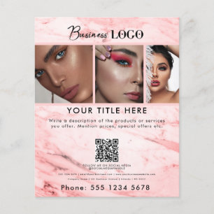 Zakelijke Promotie Beauty Hair Nails Roze Marmer Flyer