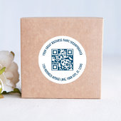 Zakelijke promotie QR code blauw Ronde Sticker