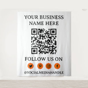 Zakelijke Promotie QR CODE & SOCIALE MEDIA Wandkleed