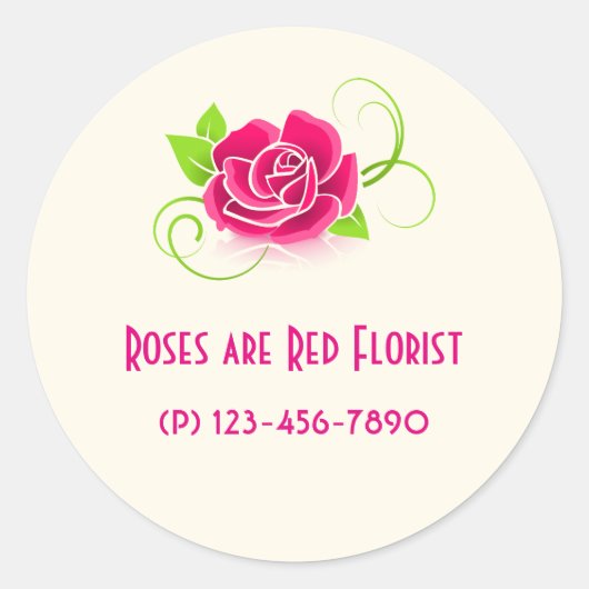 Zakelijke promotie - Roze Rose Ronde Sticker (Voorkant)