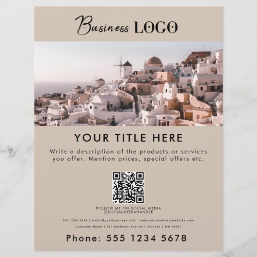 Zakelijke promotiefoto & tekst QR-code Contact Flyer (Voorkant)