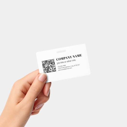 Zakelijke QR-code & Bewerkbare Retro-Moderne Tekst Badge (Handheld)