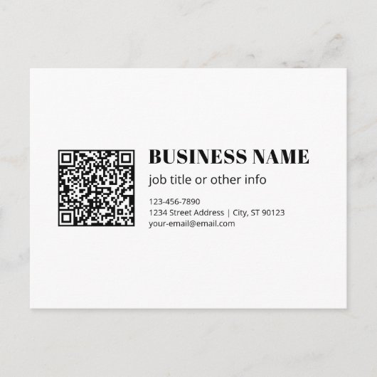 Zakelijke QR-code & Bewerkbare Retro-Moderne Tekst Briefkaart (Voorkant)