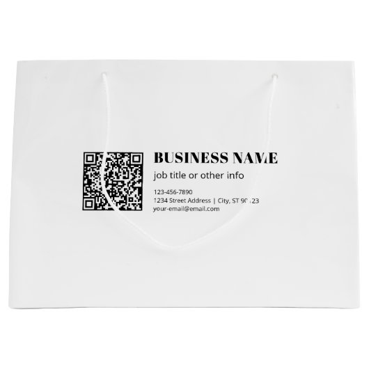 Zakelijke QR-code & Bewerkbare Retro-Moderne Tekst Groot Cadeauzakje (Voorkant)