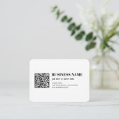 Zakelijke QR-code & Bewerkbare Retro-Moderne Tekst Informatiekaartje (Staand voorkant)