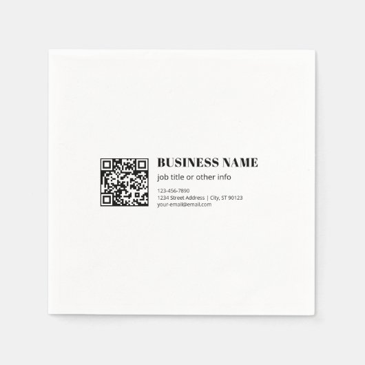 Zakelijke QR-code & Bewerkbare Retro-Moderne Tekst Servet (Voorkant)