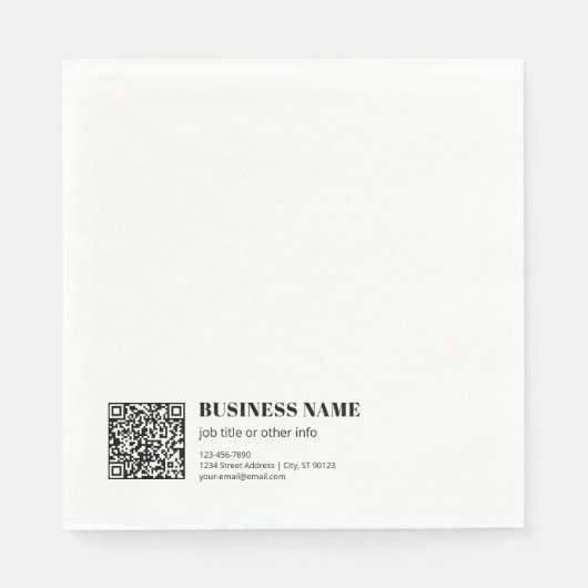 Zakelijke QR-code & Bewerkbare Retro-Moderne Tekst Servet (Voorkant)