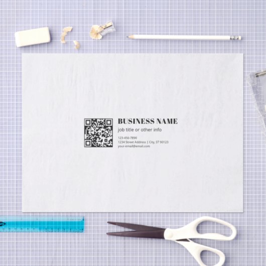 Zakelijke QR-code & Bewerkbare Retro-Moderne Tekst Tissuepapier (Craft)